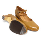 Zapato De Baile Folklore Profesional Cuero Semillado (camel)