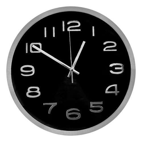 Reloj De Pared Plateado/negro De 30cm De Diametro