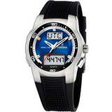 Reloj Festina F6738.b Hombre Hora Mundial Caucho Color De La Malla Negro Color Del Bisel Plateado Color Del Fondo Azul Y Negro