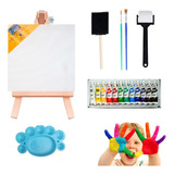 Set De Arte Para Niños Kit Para Pintar Pinceles Atril Paleta