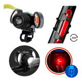 Kit Farol Bike Led T6 Cob + Pisca Traseiro - Recarregáveis