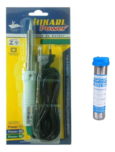 Kit Ferro Solda Hikari Power 30, 40 Ou 60w + 1 Estanho 25 Gr