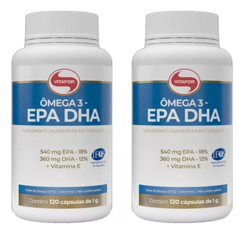 Combo 2x Omega 3 Epa Dha 120 Cápsulas ( 240 ) - Kit Vitafor Sabor Without Flavor