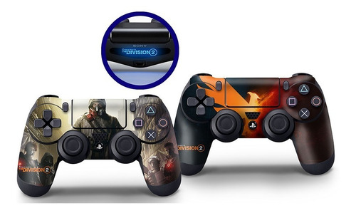 Skin Plastificada 2 Controles +2lightbars Ps4 The Division 2