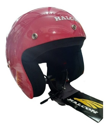 Casco Moto Abierto Halcon Pampa Negro Blanco Rosa + Llavero