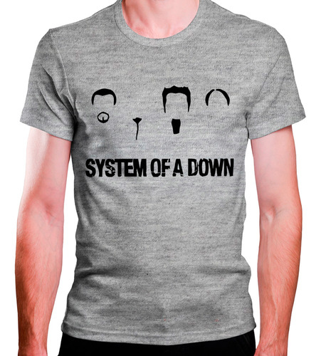 Camiseta Masculina Cinza System Of A Down Minimalista