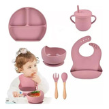 Kit Vajilla Silicona Para Bebés Alimentación Complementaria 