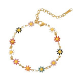 Pulsera Acero Inoxidable Flores Multicolor