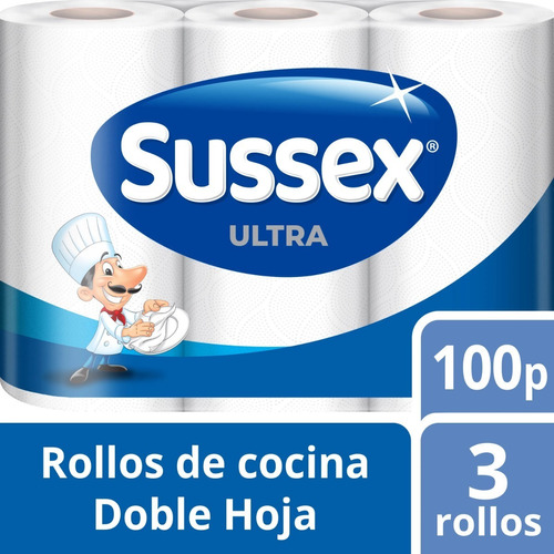 Rollo Cocina Sussex Ultra 300 Paños X Pack