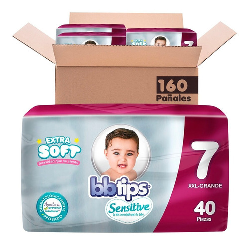 Bbtips Sensitive Caja De Pañales Etapa 7 Unisex 160 Piezas