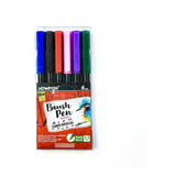 Caneta Pincel Brush Pen C/6 Cores Básica Newpen