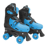 Patins Infantil Menino Azul/preto Ajustável 4rodas Exclusivo