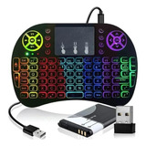 Mini Teclado Com Mouse Led Sem Fio Para Tv Box. Pc Videogame