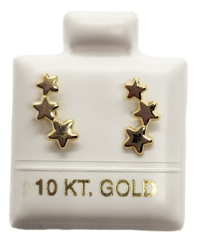 Par Broquel Arete Estrellas Triple Oro10k Amaris Joya