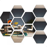 Espejo Pared Decorativo Diseño Hexagonal 12 Pegatinas Pared