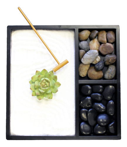 Nature's Mark Mini Kit De Jardín Zen Para Escritorio Con Ras