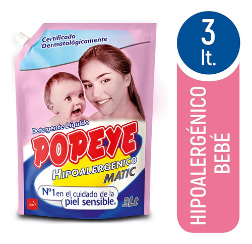 Popeye Hipoalergénico Detergente Líquido Doy Pack - 3l