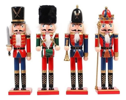 Para 4 Marionetas De Soldado Cascanueces Navideñas. Adornos