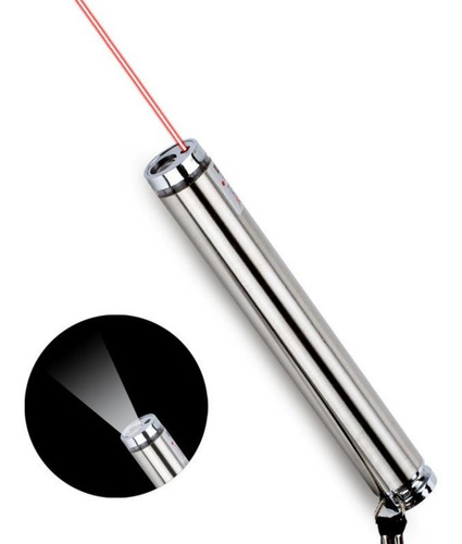 5x Lanterna Laser Pointer Vermelho 2 Em 1 Aço Inox Multiuso