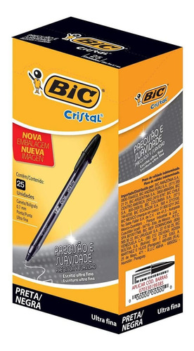 Caneta Bic Cristal Ultra Fina Cx C/ 25