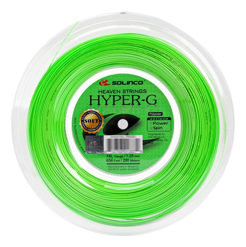 Cuerda Blanda Solinco Hyper G De 16 L, 1,25 Mm, Rollo Con 200