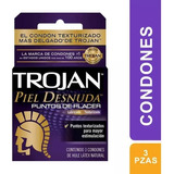 Condones Trojan Piel Desnuda Puntos De Placer Latex 3 Piezas