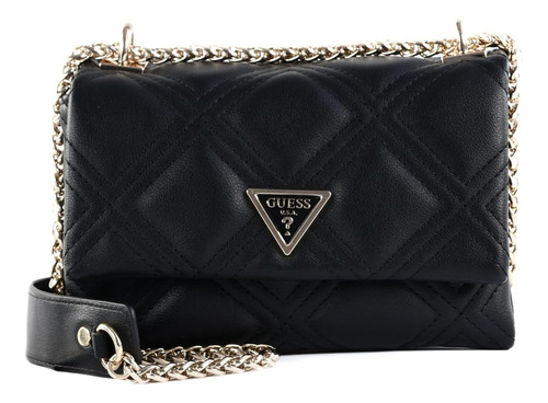 Guess Deesa Mini Bandolera Convertible Con Solapa, Color Neg