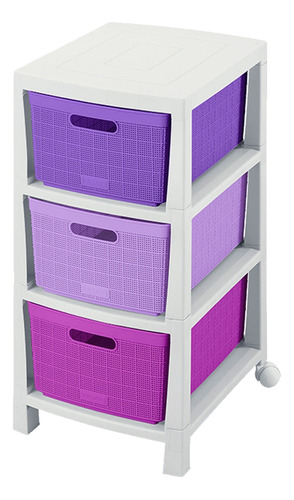 Cajonera Organizador Infantil Rimax C/3 Cajones Símil Tejido Color Violeta