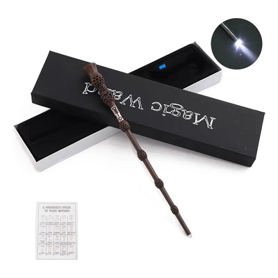 Varita Luminosa Harrypotter Con Caja Y Lista Hechizos Color Dumbledore | MercadoLibre