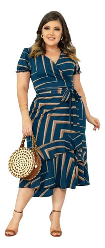 Vestido Midi Plus Size Casual Soltinho Gestante Amamentação