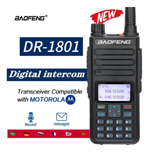 Radio Digital Y Analógica De Doble Banda Baofeng Dr1801 Con 10