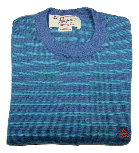 Sweater Penguin Hombre Rayas Azul Y Verde Talla S / Rabstore