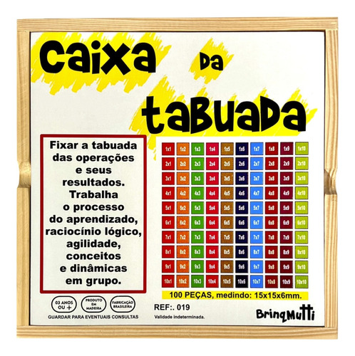 Caixa Tabuada De Madeira Brinquedo Educativo Pedagógico