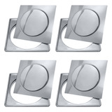 4 Porta Grelha Inox + Ralo Click Inteligente 15x15 Caixilho