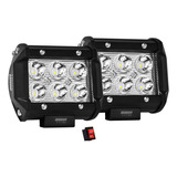 Set Faros Led 18w Cuadrados Estrobo+luz Camion Auto Moto 4x4