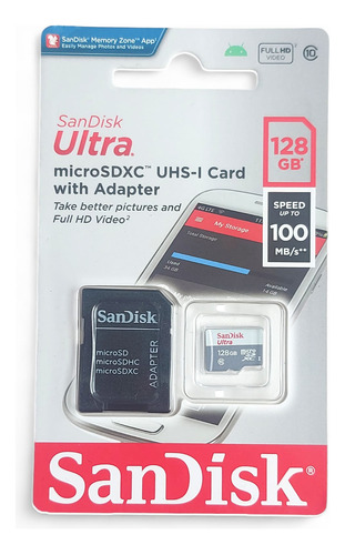 Cartão Memória 128gb Microsd/sdhc/sdxc Ultra Rápido 100mb/se