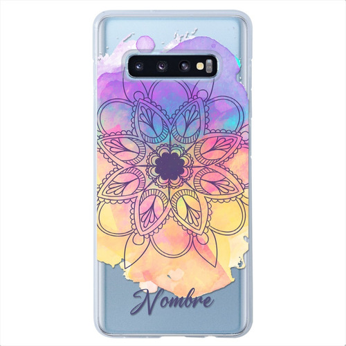 Funda Galaxy Antigolpes Mandalas Personalizada Con Nombre