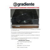 Catálogo / Folder: Toca Disco Gradiente Garrard 60b # Novo 