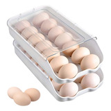 Caja De Almacenamiento De Huevos Bandeja Plástico Huevera Color Blanco