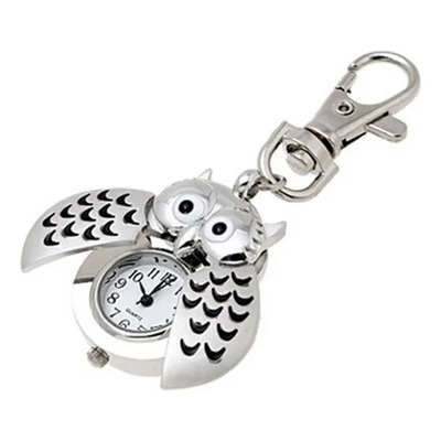 Mini Reloj De Cuarzo Con Forma De Búho Metálico Con Doble Ap