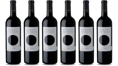 Vinho Tinto Argentino Cava Negra Merlot Kit 6 Un Nota Fiscal