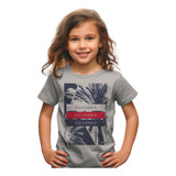 Camiseta Infantil Menina Cinza Sf2 Califórnia Palmeira Verão