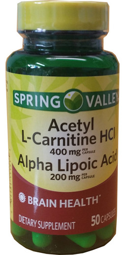 Spring Valley - Acetil L-carnitina 800 Mg Más Ácido Alfa L