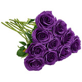 Rosas Artificiales De Seda 10u. Violeta