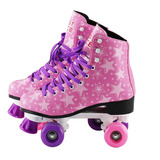 Patins Infantil Feminino Roller Retrô Skate Cor Rosa 37-38