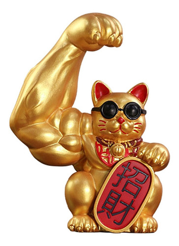 Estatuilla De Gato De La Suerte Con Brazo Musculoso Chino,