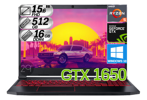 Portátil Gamer Acer Nitro5 Ryzen5 Ram 16gb 512gb Gtx 1650