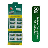 Derby Lamina De Barbear Aço Inoxidável Platinum Kit Com 50 Unidades 