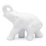 Estátua Escultura Elefante 9cm Indiano De Porcelana Branca