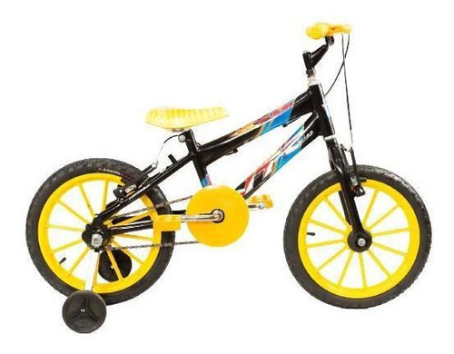 Bicicleta Aro 16 Infantil Preta Com Amarelo